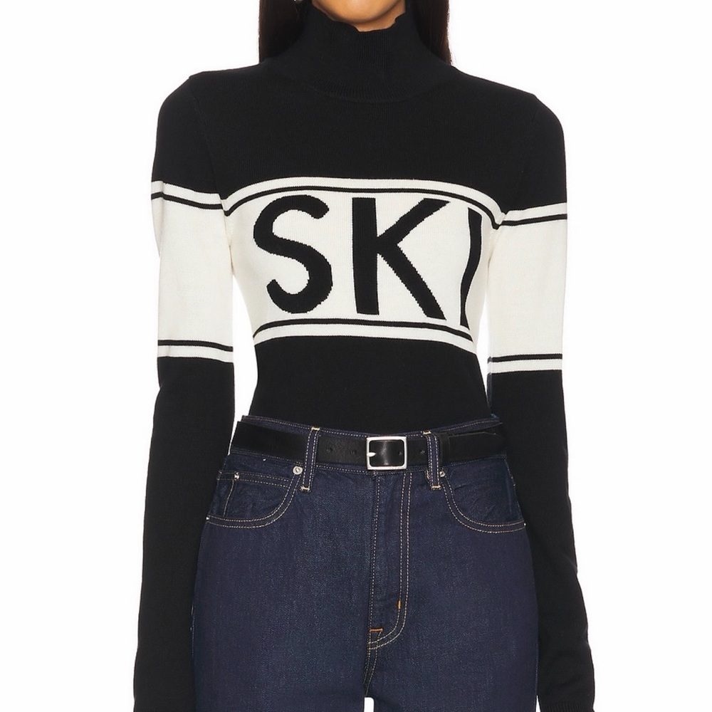 Lovers + Friends Black and Cream Turtleneck Sweater
